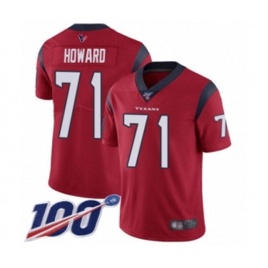 Men's Houston Texans #71 Tytus Howard Red Alternate Vapor Untouchable Limited Player 100th Season Football Jersey - Ujersey