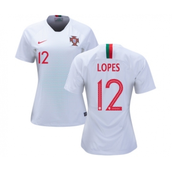 Women's Portugal #12 Lopes Away Soccer Country Jersey