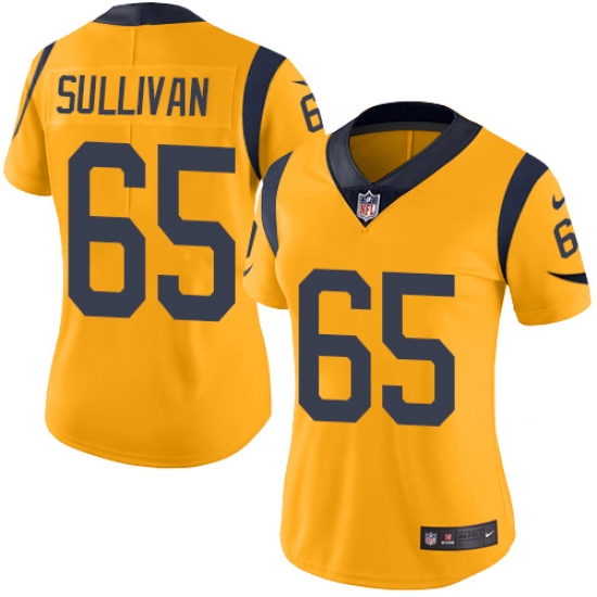 Women's Nike Los Angeles Rams #65 John Sullivan Limited Gold Rush Vapor Untouchable NFL Jersey - Ujersey