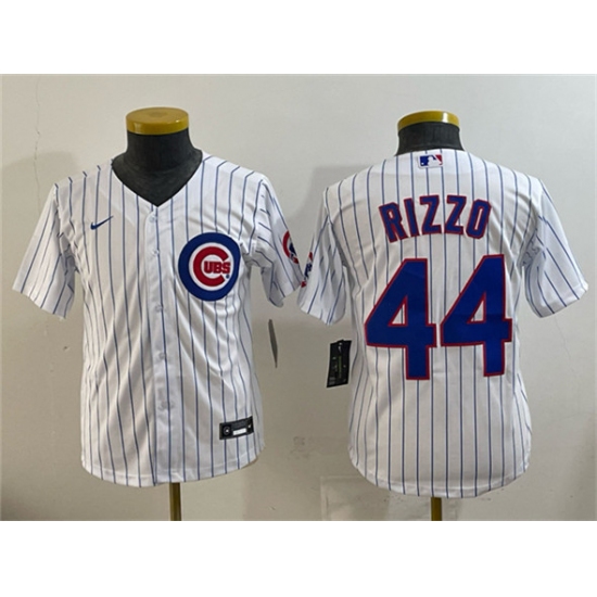 Youth Chicago Cubs #44 Anthony Rizzo White Cool Base Stitched Baseball Jersey - Ujersey