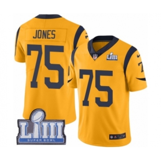 Men's Nike Los Angeles Rams #75 Deacon Jones Limited Gold Rush Vapor Untouchable Super Bowl LIII Bound NFL Jersey - Ujersey