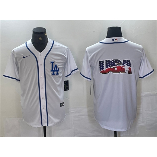 Men's Los Angeles Dodgers Team Big Logo White Cool Base Stitched Baseball Jersey - Ujersey