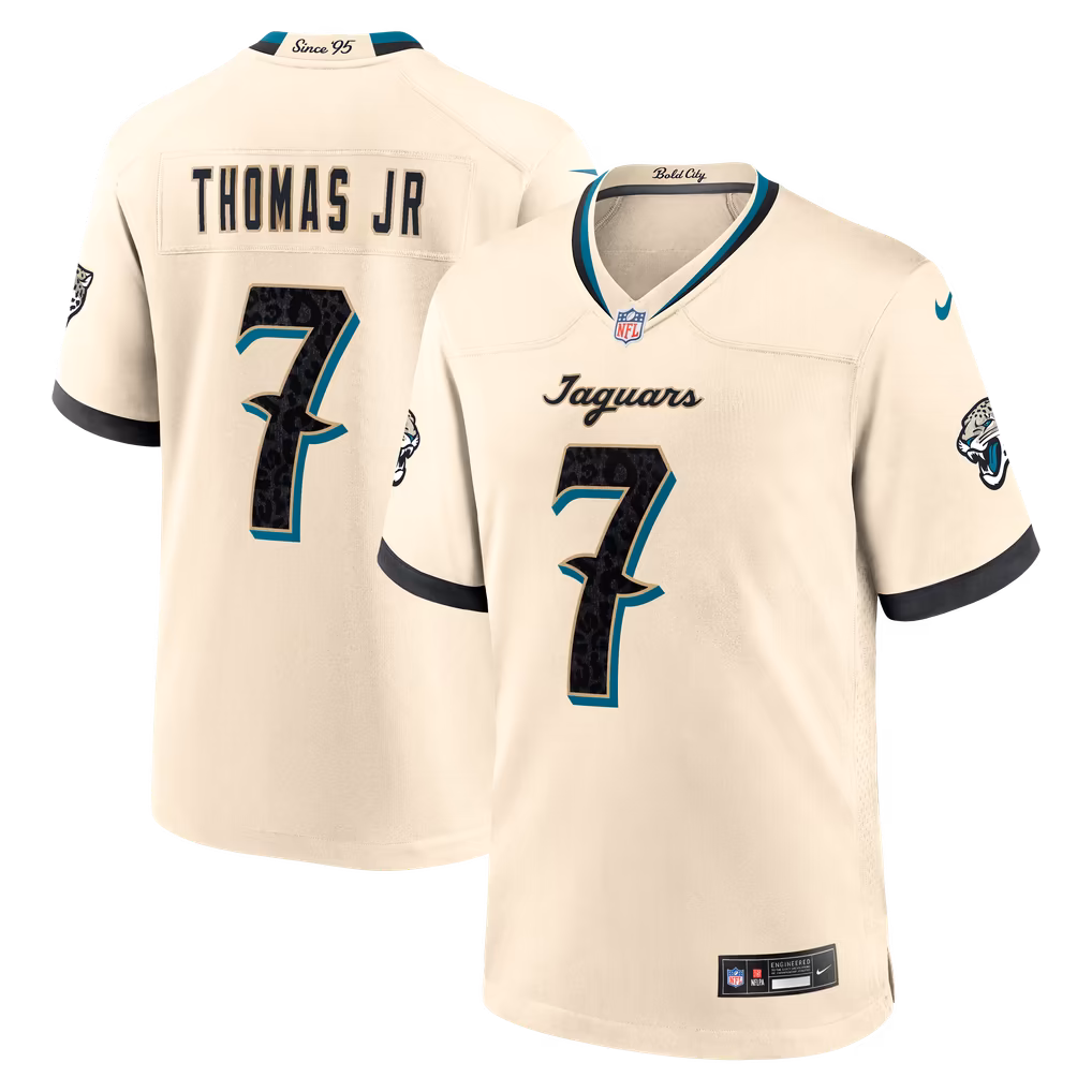 Men's Jacksonville Jaguars Brian Thomas Jr. Nike Natural 2026 Rivalries Collection Game Jersey - Ujersey