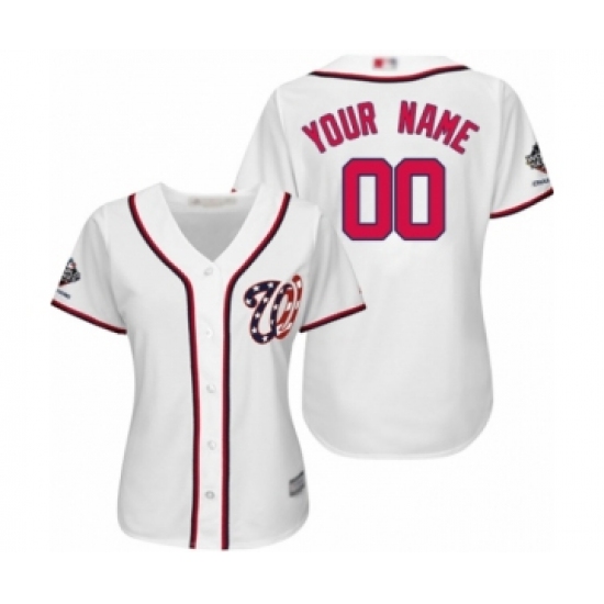Women's Washington Nationals Customized Authentic White Home Cool Base 2019 World Series Champions Baseball Jersey - Ujersey