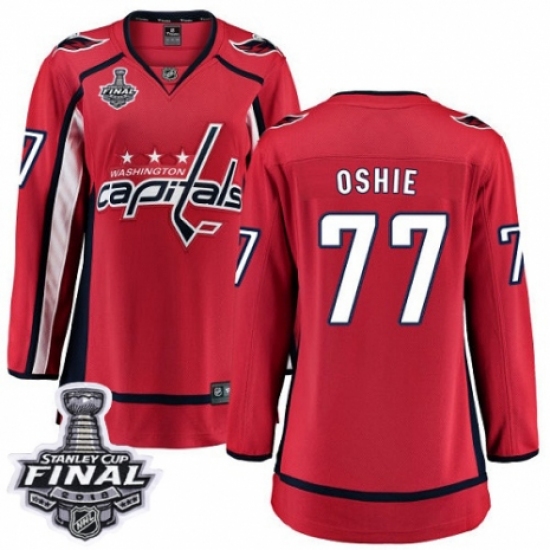 Women's Washington Capitals #77 T.J. Oshie Fanatics Branded Red Home Breakaway 2018 Stanley Cup Final NHL Jersey - Ujersey