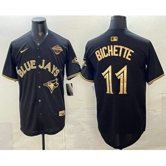 Men's Toronto Blue Jays #11 Bo Bichette Black Gold 2025 American League Champions Limited Stitched Jersey - Ujersey