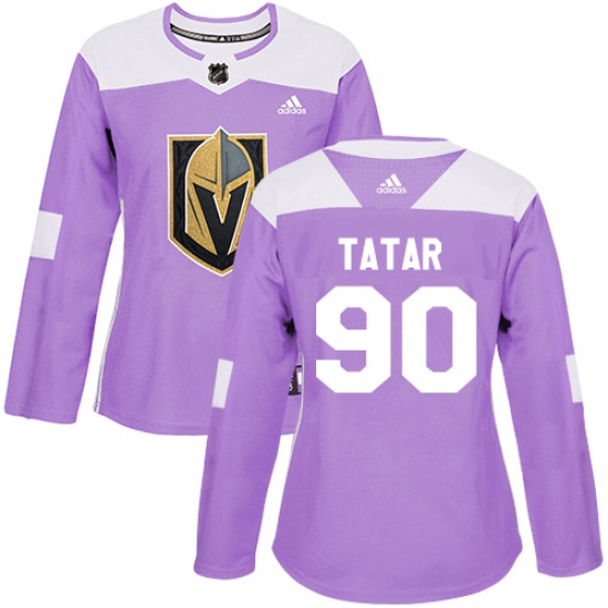 Women's Adidas Vegas Golden Knights #90 Tomas Tatar Authentic Purple Fights Cancer Practice NHL Jersey