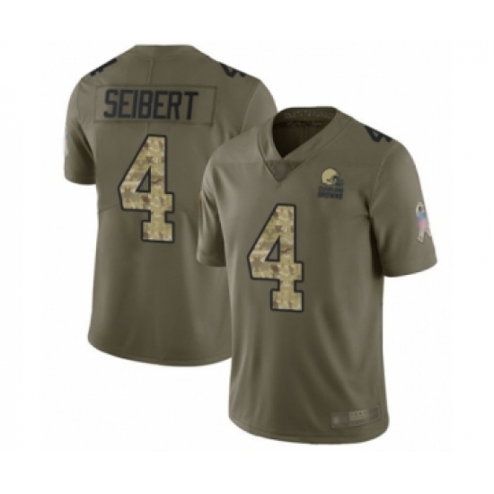 Youth Cleveland Browns #4 Austin Seibert Limited Olive Camo 2017 Salute to Service Football Jersey - Ujersey