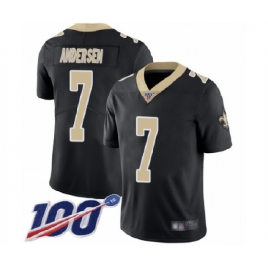 Men's New Orleans Saints #7 Morten Andersen Black Team Color Vapor Untouchable Limited Player 100th Season Football Jersey - Ujersey