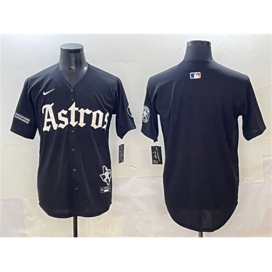 Men's Houston Astros Blank Black Gothic 'Houston Born Barrio Raised' Limited Stitched Baseball Jersey - Ujersey