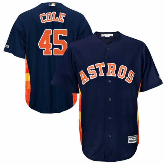 Men's Majestic Houston Astros #45 Gerrit Cole Replica Navy Blue Alternate Cool Base MLB Jersey - Ujersey