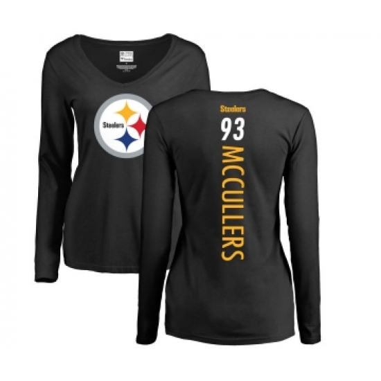 Football Women's Pittsburgh Steelers #93 Dan McCullers Black Backer Slim Fit Long Sleeve T-Shirt - Ujersey
