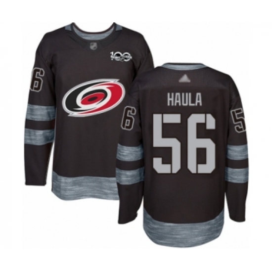 Men's Carolina Hurricanes #56 Erik Haula Authentic Black 1917-2017 100th Anniversary Hockey Jersey - Ujersey