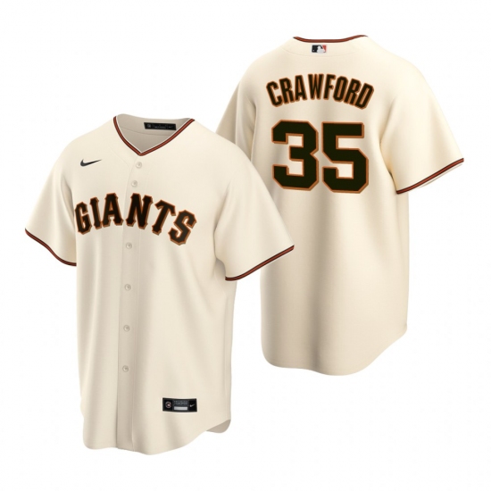 Men's Nike San Francisco Giants #35 Brandon Crawford Cream Home Stitched Baseball Jersey - Ujersey