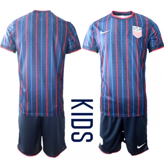 Youth United States Custom Blue 2026 World Cup Away Soccer Jersey Suit - Ujersey