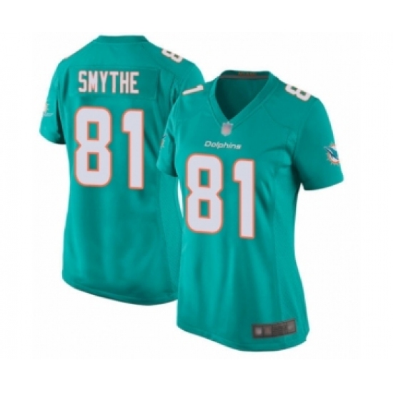 Women's Miami Dolphins #81 Durham Smythe Game Aqua Green Team Color Football Jersey - Ujersey