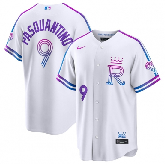 Men's Kansas City Royals #9 Vinnie Pasquantino White 2026 City Connect Stadium Stitched Baseball Jersey - Ujersey