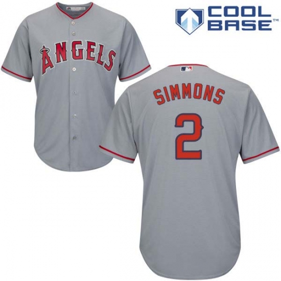 Men's Majestic Los Angeles Angels of Anaheim #2 Andrelton Simmons Replica Grey Road Cool Base MLB Jersey - Ujersey