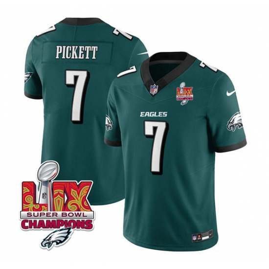 Men's Philadelphia Eagles #7 Kenny Pickett Green 2025 Eagles Logo Super Bowl LIX New F.U.S.E. Vapor Limited Football Stitched Jersey - Ujersey