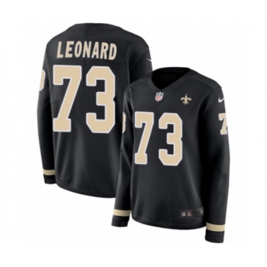 Women's Nike New Orleans Saints #73 Rick Leonard Limited Black Therma Long Sleeve NFL Jersey - Ujersey