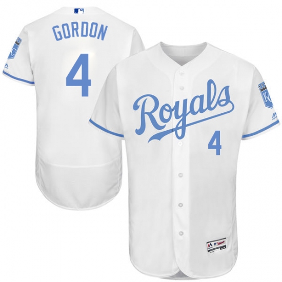 Men's Majestic Kansas City Royals #4 Alex Gordon Authentic White 2016 Father's Day Fashion Flex Base MLB Jersey - Ujersey