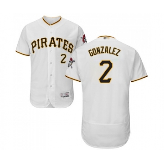 Men's Pittsburgh Pirates #2 Erik Gonzalez White Home Flex Base Authentic Collection Baseball Jersey - Ujersey