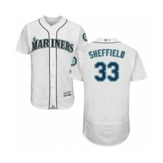 Men's Seattle Mariners #33 Justus Sheffield White Home Flex Base Authentic Collection Baseball Player Jersey - Ujersey