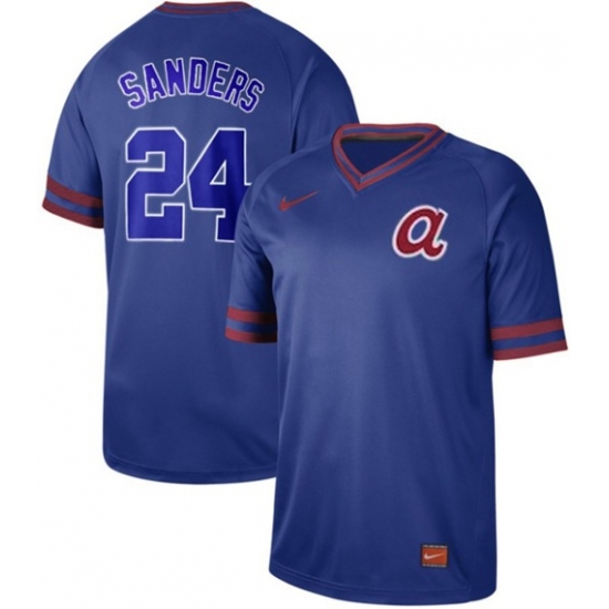 Men's Nike Atlanta Braves #24 Deion Sanders Royal Authentic Cooperstown Collection Stitched Baseball Jersey - Ujersey