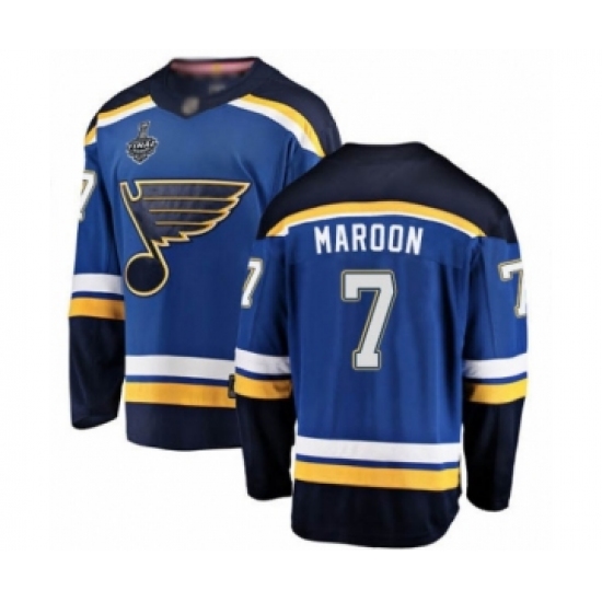 Men's St. Louis Blues #7 Patrick Maroon Fanatics Branded Royal Blue Home Breakaway 2019 Stanley Cup Final Bound Hockey Jersey - Ujersey