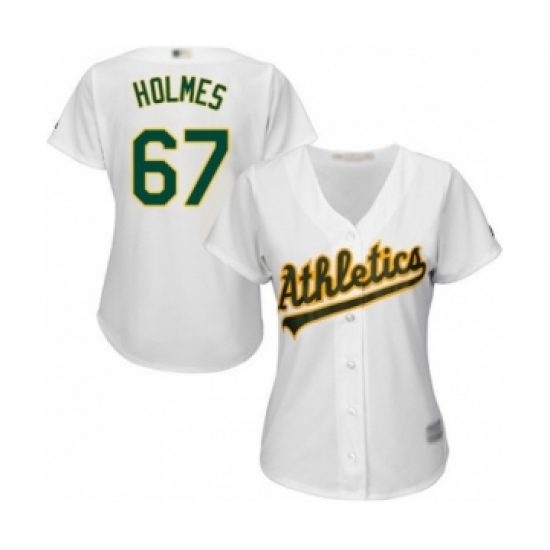Women's Oakland Athletics #67 Grant Holmes Authentic White Home Cool Base Baseball Player Jersey - Ujersey