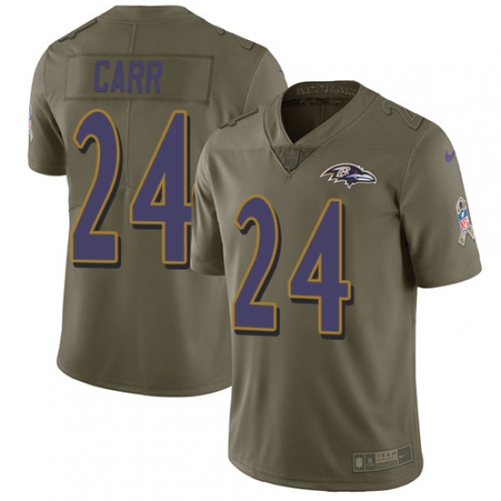 Men's Nike Baltimore Ravens #24 Brandon Carr Limited Olive 2017 Salute to Service NFL Jersey - Ujersey