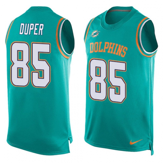 Men's Nike Miami Dolphins #85 Mark Duper Limited Aqua Green Player Name & Number Tank Top NFL Jersey - Ujersey