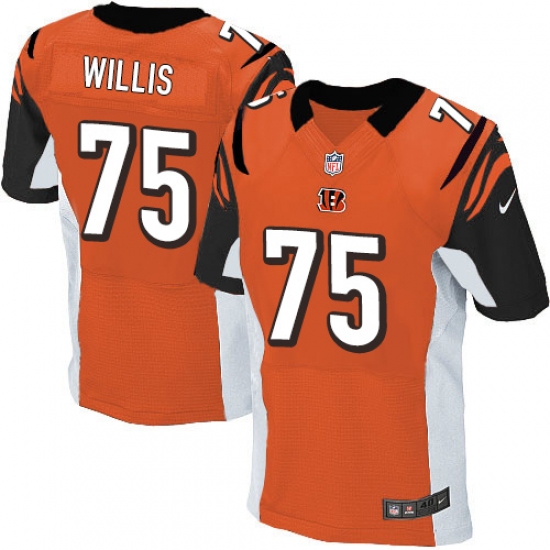 Men's Nike Cincinnati Bengals #75 Jordan Willis Elite Orange Alternate NFL Jersey - Ujersey