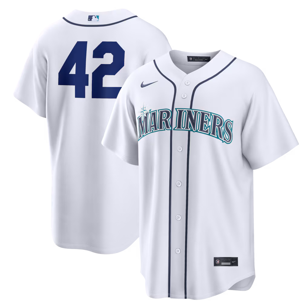 Men's Seattle Mariners Nike White Home 2026 Jackie Robinson Day Replica Jersey - Vujersey Los Angeles Rams