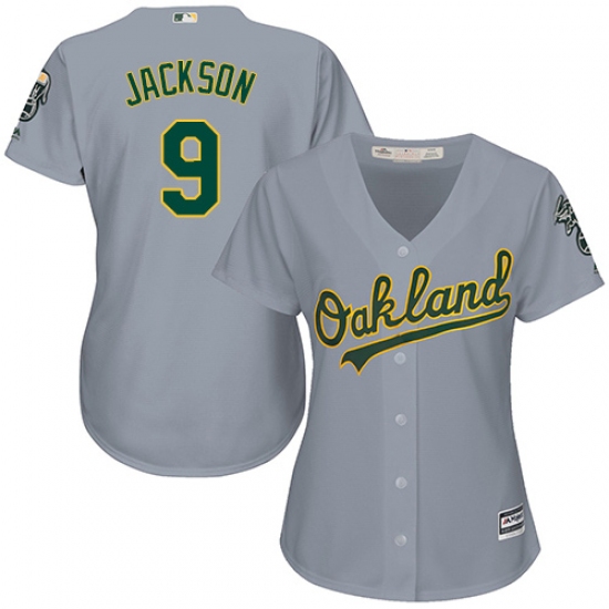 Women's Majestic Oakland Athletics #9 Reggie Jackson Replica Grey Road Cool Base MLB Jersey - Ujersey