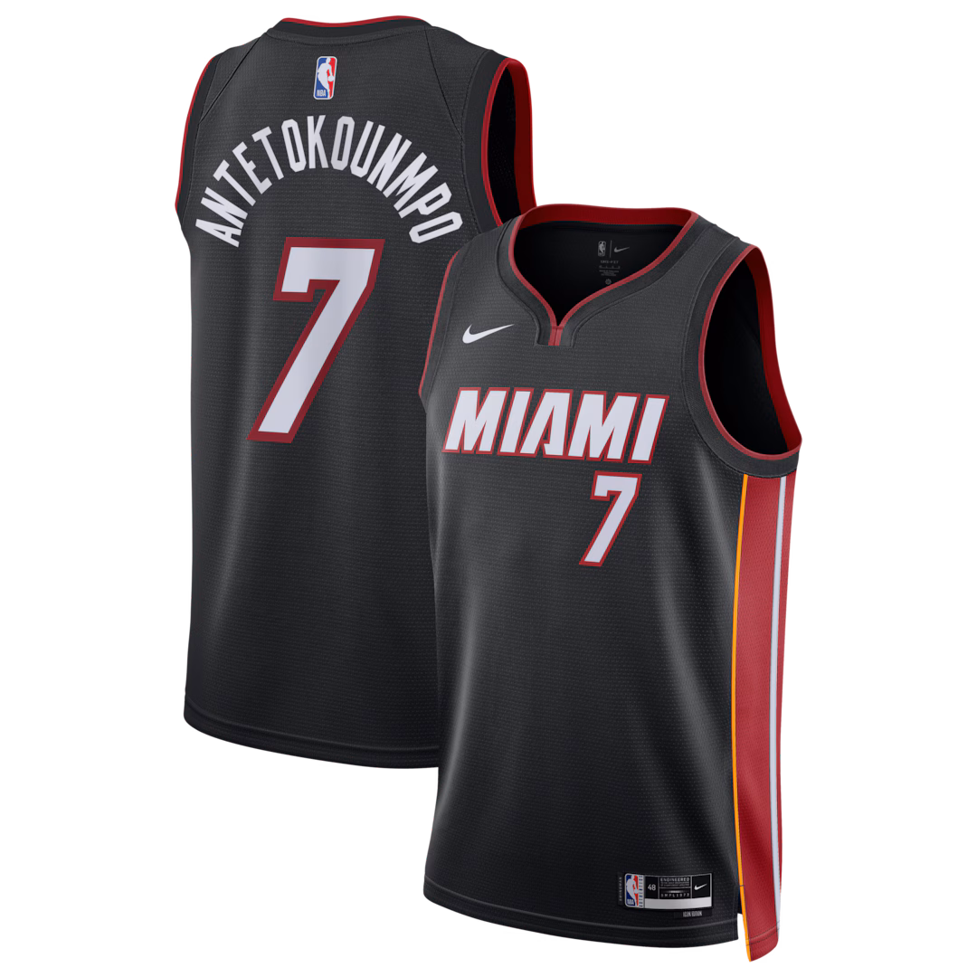 Unisex Miami Heat Giannis Antetokounmpo Nike Black Swingman Jersey - Icon Edition