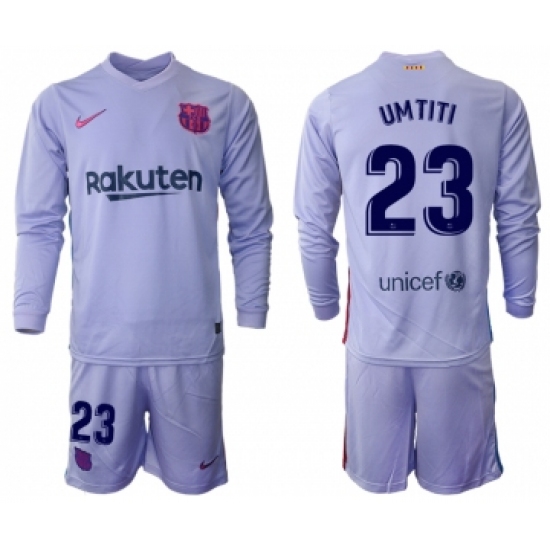 Men 2021-2022 Club Barcelona Second away purple Long Sleeve 23 Soccer Jersey