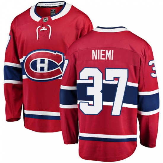 Youth Montreal Canadiens #37 Antti Niemi Authentic Red Home Fanatics Branded Breakaway NHL Jersey - Ujersey