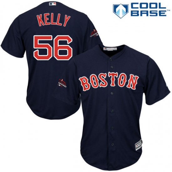Youth Majestic Boston Red Sox #56 Joe Kelly Authentic Navy Blue Alternate Road Cool Base 2018 World Series Champions MLB Jersey