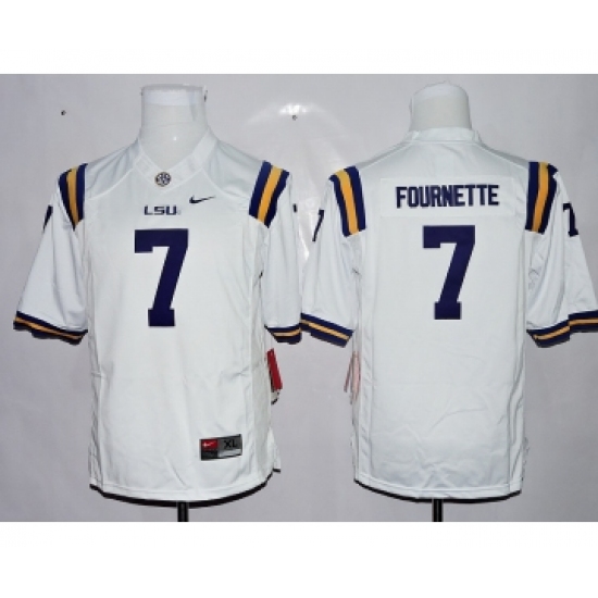 LSU Tigers 7 Leonard Fournette White Youth College Jersey - Ujersey