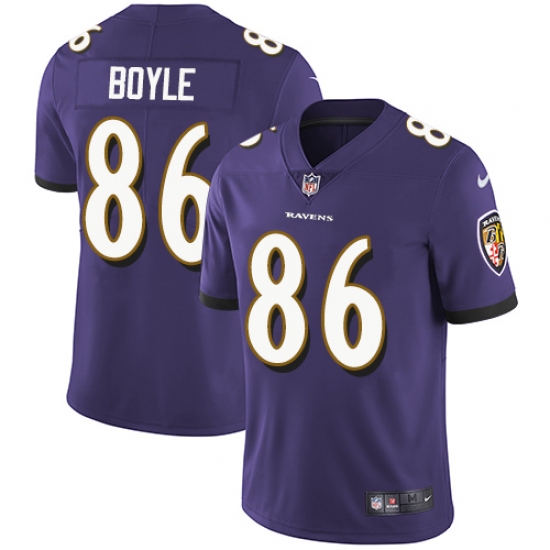 Youth Nike Baltimore Ravens #86 Nick Boyle Purple Team Color Vapor Untouchable Limited Player NFL Jersey - Ujersey
