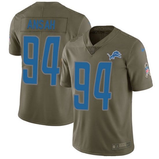 Men's Nike Detroit Lions #94 Ziggy Ansah Limited Olive 2017 Salute to Service NFL Jersey - Ujersey