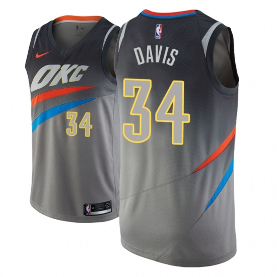 Men NBA 2018-19 Oklahoma City Thunder #34 Tyler Davis City Edition Gray Jersey - Ujersey