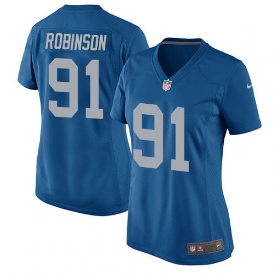 Women's Nike Detroit Lions #91 A'Shawn Robinson Game Blue Alternate NFL Jersey - Ujersey