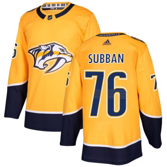 Men's Adidas Nashville Predators #76 P.K Subban Premier Gold Home NHL Jersey - Ujersey