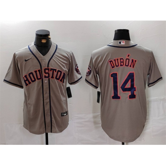 Men's Houston Astros #14 Mauricio Dubón Grey Cool Base Stitched Baseball Jersey - Ujersey