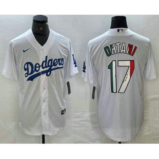 Men's Los Angeles Dodgers #17 Shohei Ohtani Mexico White Cool Base Stitched Jersey - Ujersey