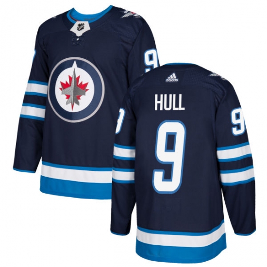 Youth Adidas Winnipeg Jets #9 Bobby Hull Authentic Navy Blue Home NHL Jersey - Ujersey