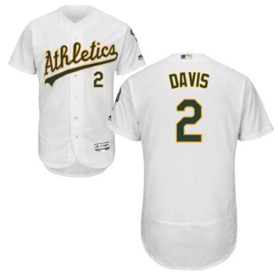 Men's Majestic Oakland Athletics #2 Khris Davis White Flexbase Authentic Collection MLB Jersey - Ujersey