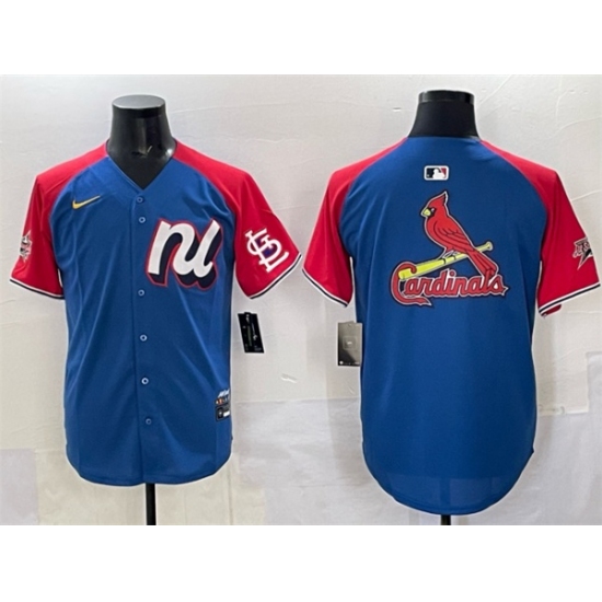 Men's National League St. Louis Cardinals Team Big Logo Blue Red Alternate 2025 All-Star Edition Limited Stitched Baseball Jersey - Ujersey
